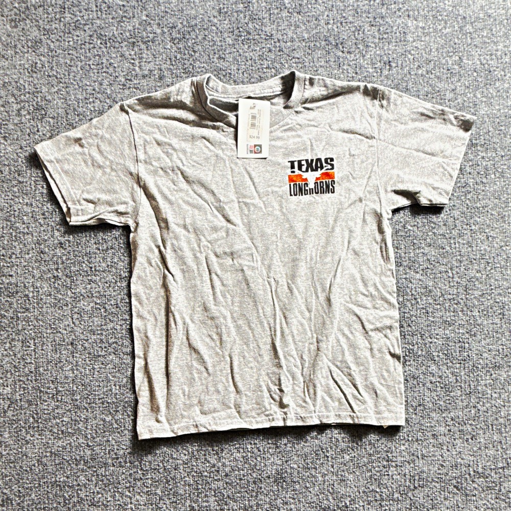 Image One Texas Longhorns Boys Youth M Gray Football Logo Graphic Tee Cotton